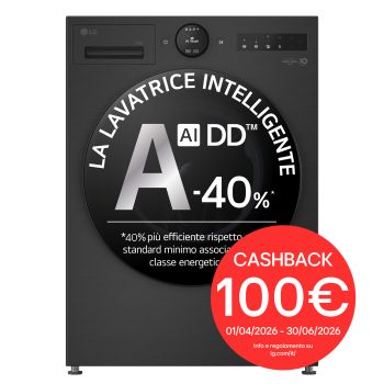 Immagine frontale della lavatrice LG F4X70013TBB con cashback